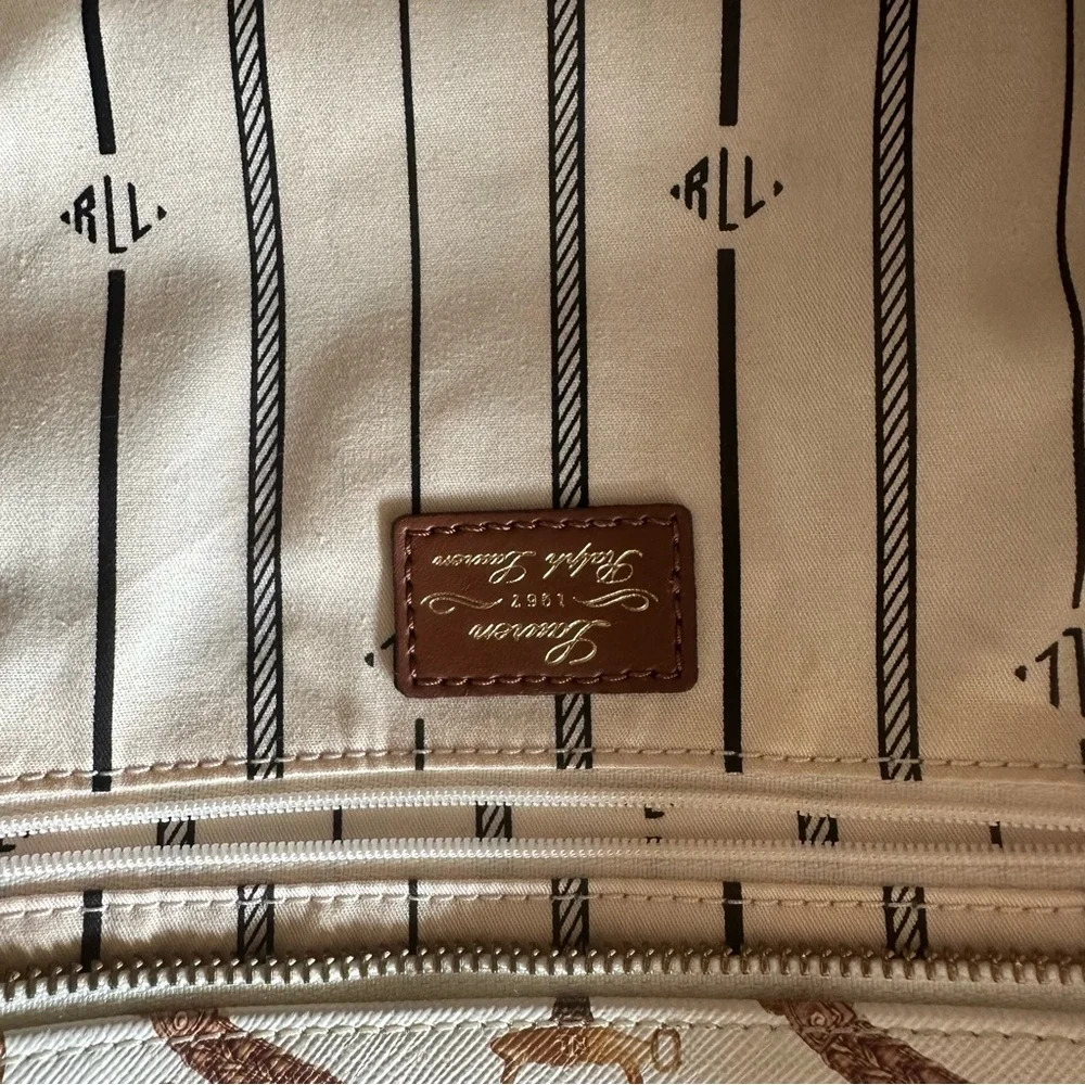 Lauren Ralph Lauren Cream and Brown Tote with Playful Pattern - Picture 3 of 7